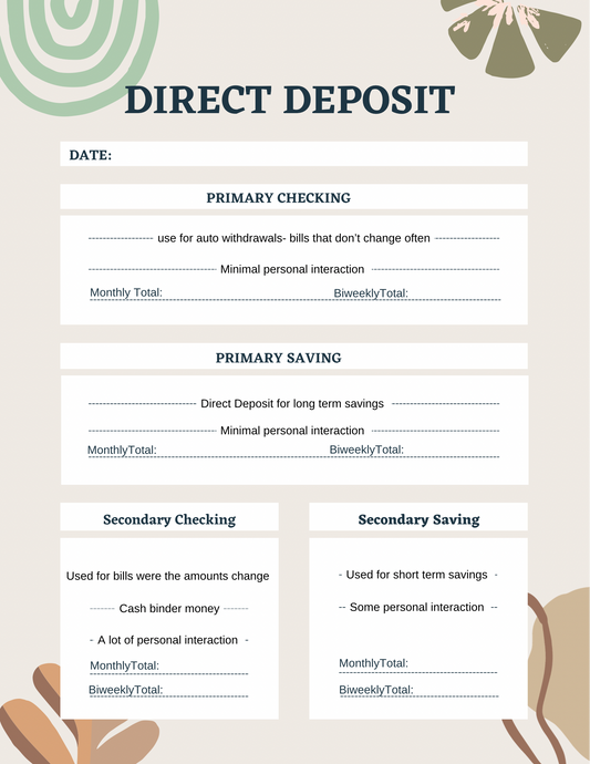 PDF- Direct Deposit Worksheet